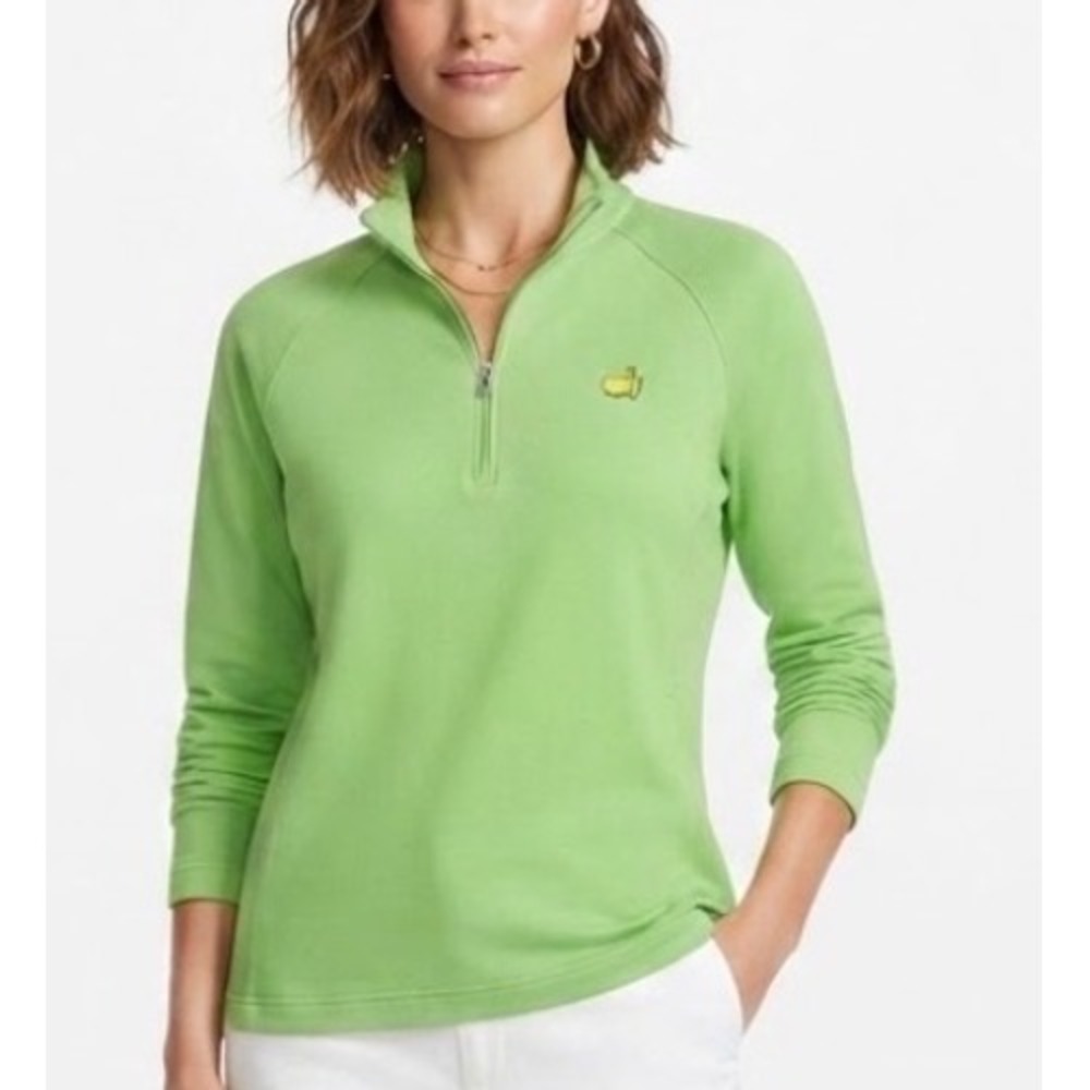 Magnolia Lane Masters Green 1/4 Zip Pima Cotton Pullover Women Large